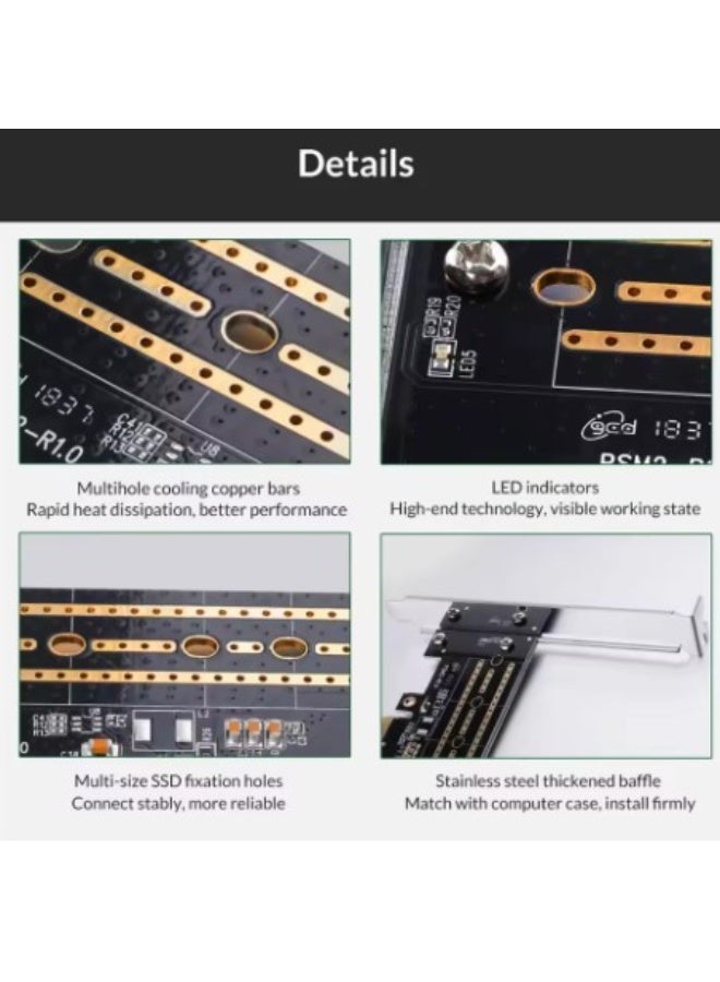 Terabyte PSM2 PCI-E PCI Express 3.0 Gen3 X4 To M.2 M KEY SSD M2 Key Interface Card for PCI Express 3.0 X4 2230 2242 2260 2280 Size - Image 3